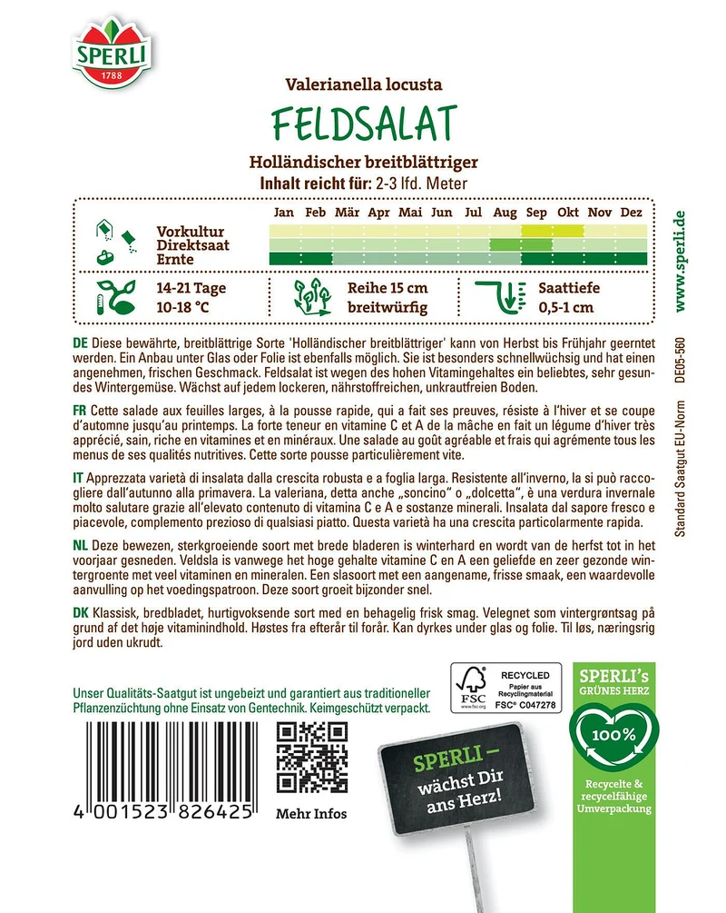 SPERLI Feldsalat-Samen 'Holländischer breitblättriger'