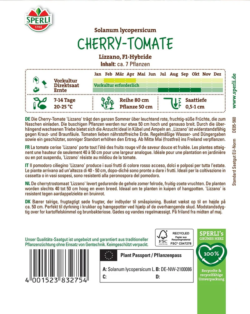 SPERLI Cherrytomaten-Samen 'Lizzano', F1