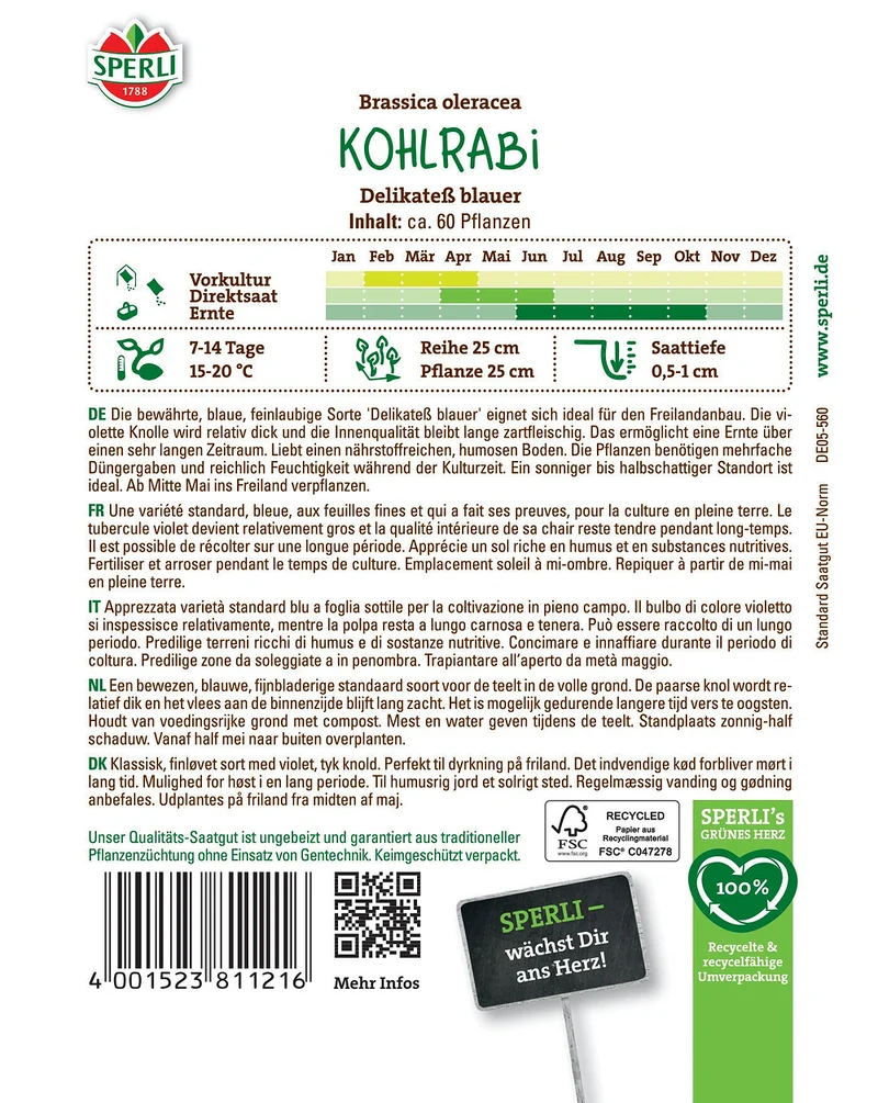 SPERLI Kohlrabi-Samen 'Delikateß'
