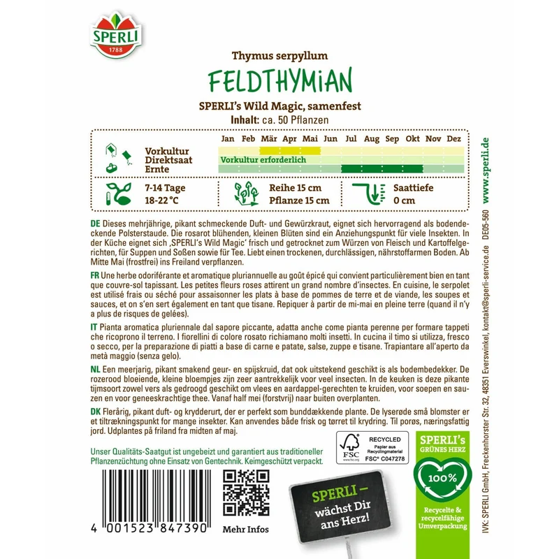 SPERLI Feldthymian-Samen 'Wild Magic'