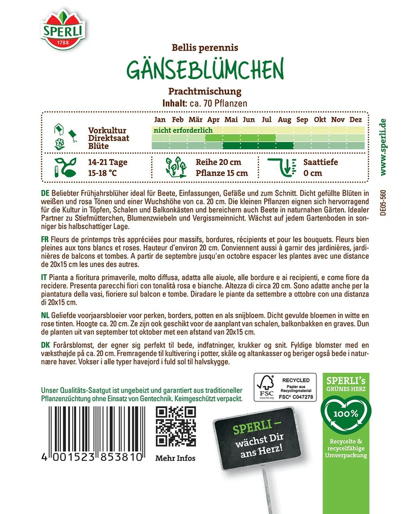 SPERLI Gänseblümchen-Samen "Prachtmischung"