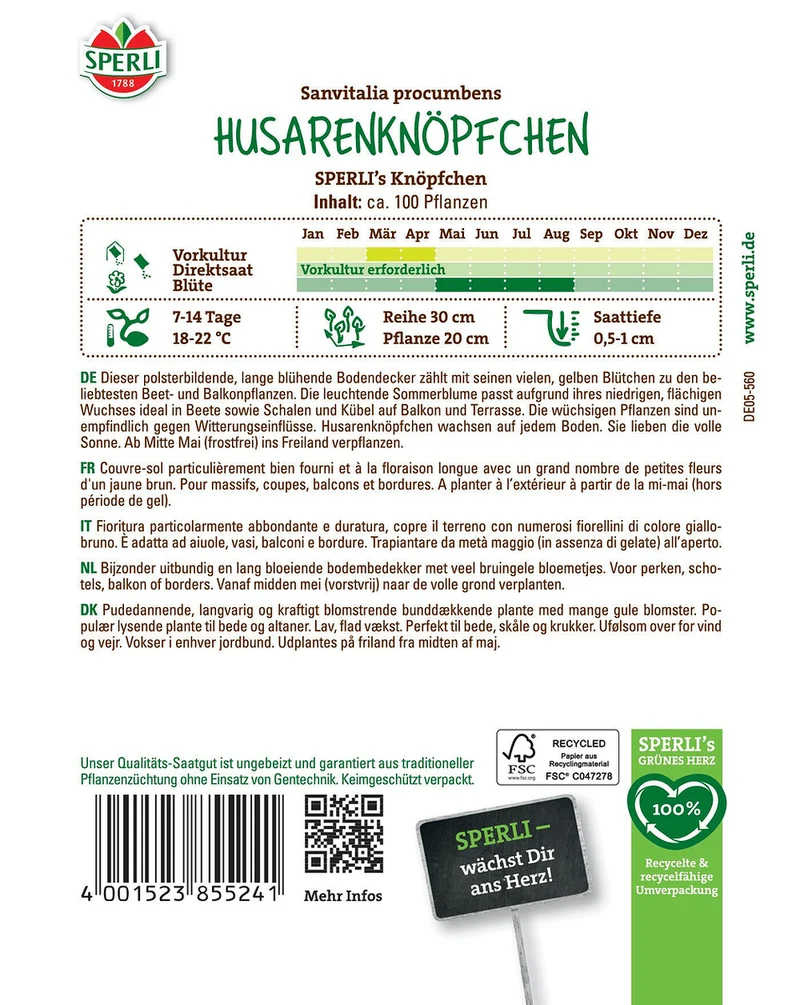 SPERLI Husarenknöpfchen-Samen 'Knöpfchen'