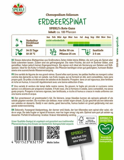 SPERLI Erdbeerspinat-Samen 'Rote Gans'