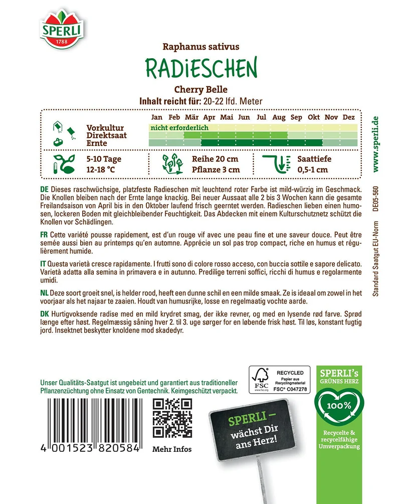 SPERLI Radieschen-Samen 'Cherry Belle'