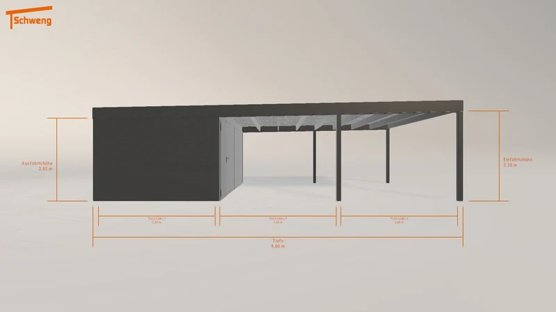 #DE Schweng Flachdachcarport C600 (ID pbv8r3)