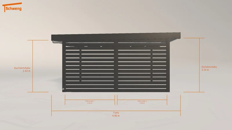 #DE Schweng Flachdachcarport C600 (ID 4259jz)