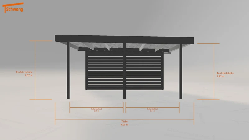 #DE Schweng Flachdachcarport C600 (ID 4259jz)
