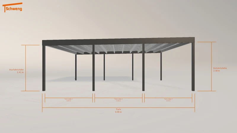 #DE Schweng Flachdachcarport C600+ (ID 773j55)
