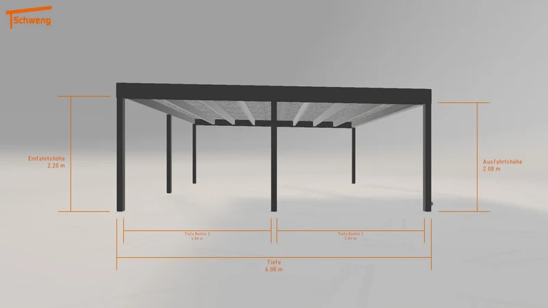 #DE Schweng Flachdachcarport C600+ (ID 5m735k)