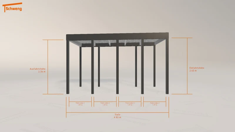 #DE Schweng Flachdachcarport C600 (ID 332g2x)