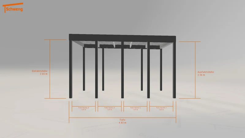 #DE Schweng Flachdachcarport C600 (ID 332g2x)