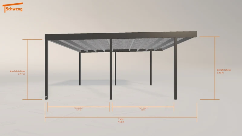 #DE Schweng Flachdachcarport C600 (ID bkzwbr)