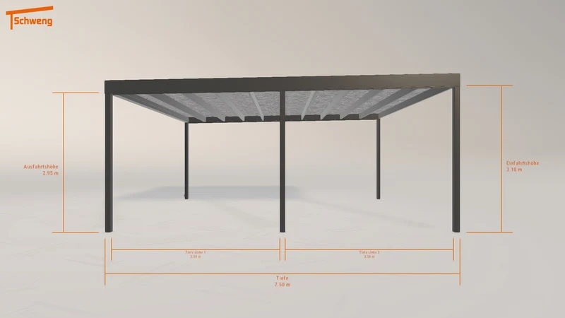 #DE Schweng Flachdachcarport C600 (ID 77x8p8)