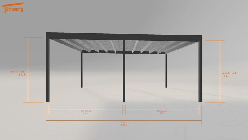 #DE Schweng Flachdachcarport C600 (ID 77x8p8)
