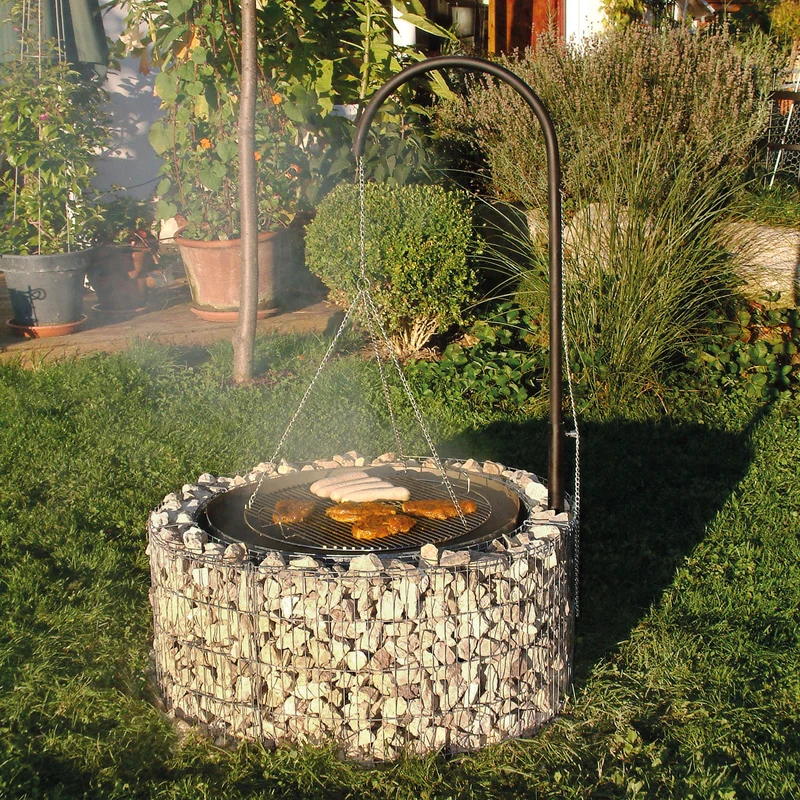 bellissa Feuer und Grillstelle inkl. Grillrost Galgen + Ketten Ø 92/72 cm H 40 cm