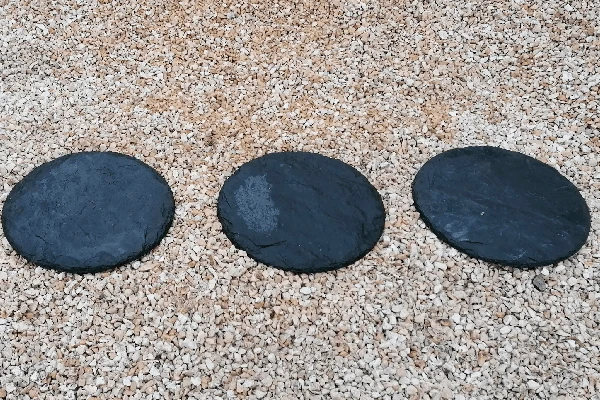 Trittstein Schiefer Rund Japanplatte anthrazit 40 cm Step Stone schwarz