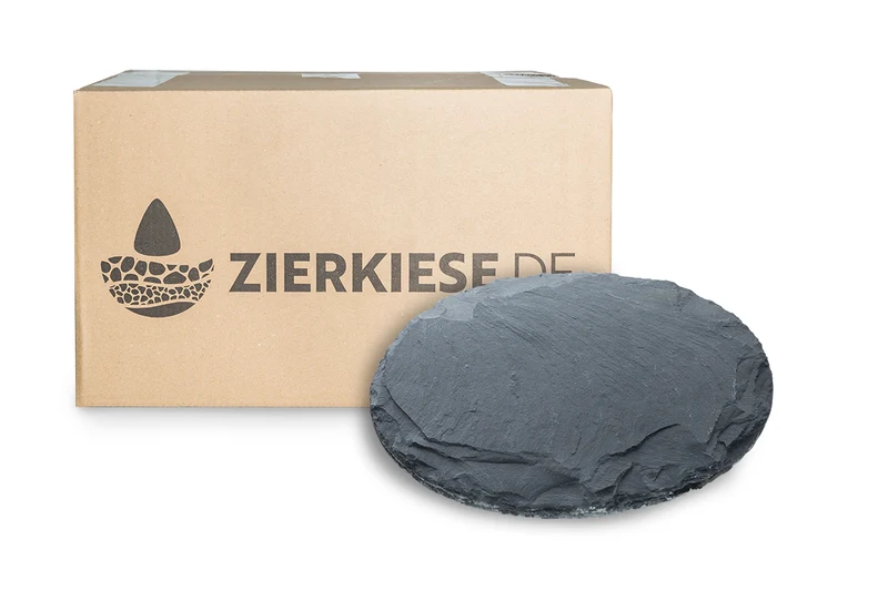 Trittstein Schiefer Rund Japanplatte anthrazit 30 cm Step Stone schwarz