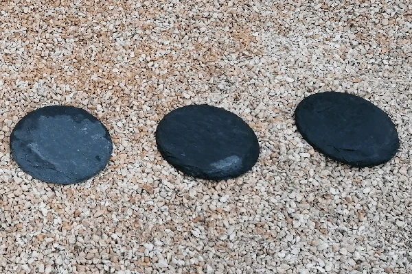 Trittstein Schiefer Rund Japanplatte anthrazit 30 cm Step Stone schwarz