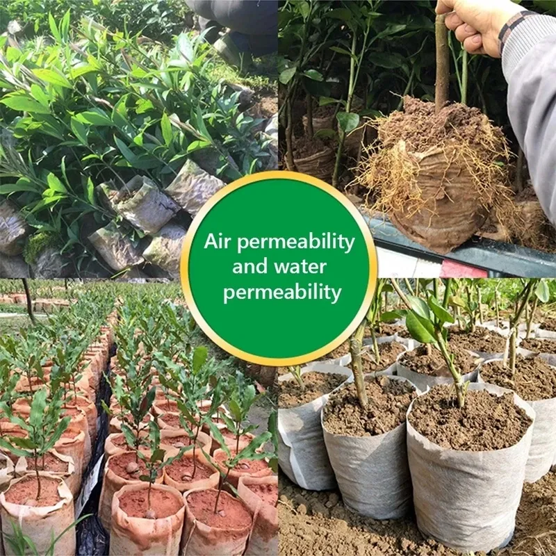100PCS Non-Woven Fabric Seeding Bags Biodegradable Nursery Bag