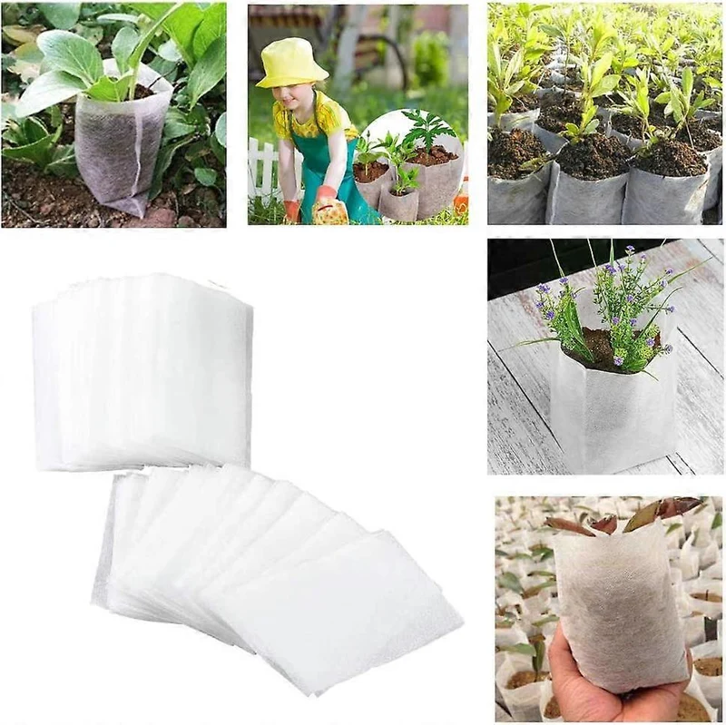 100PCS Non-Woven Fabric Seeding Bags Biodegradable Nursery Bag