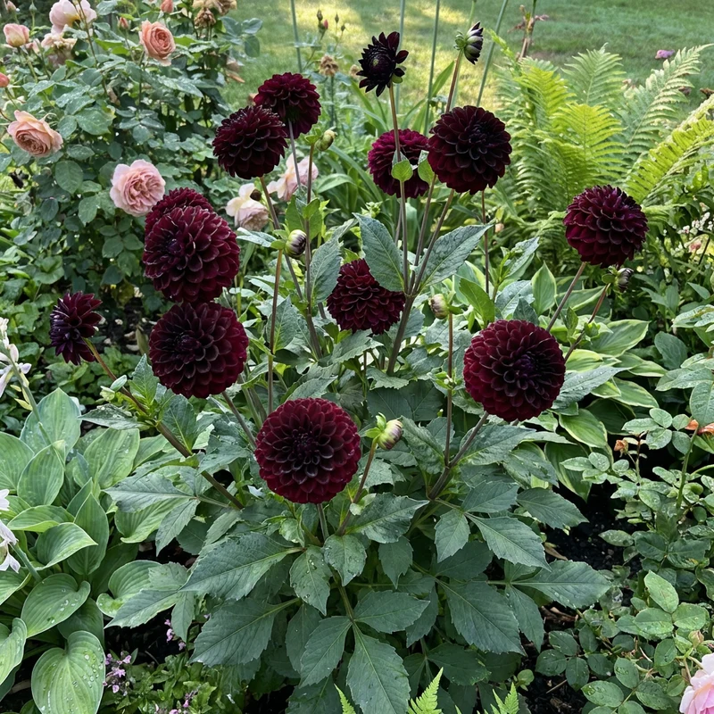 Black Pompon Dahlia Flower Seeds for Planting – Elegant Rounded Blooms for Home Gardens
