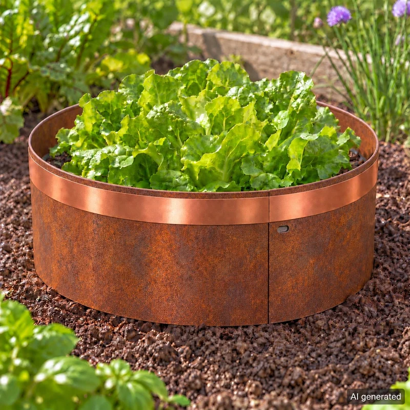 bellissa Schneckenkragen Ø40 cm mit Kupferband verzinkt/Corten: Corten – 3 Stück