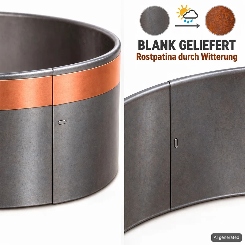 bellissa Schneckenkragen Ø40 cm mit Kupferband verzinkt/Corten: Corten – 3 Stück