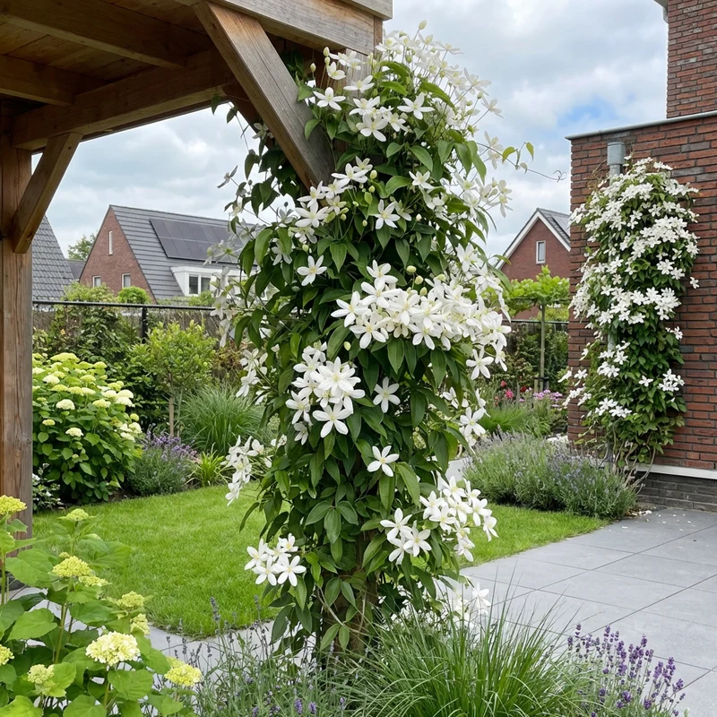 Kletterpflanze Clematis armandii Apfelblüte (Cocktail)