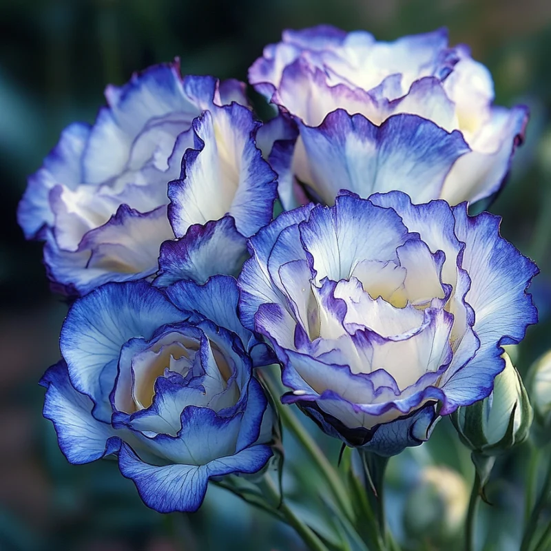 Lisianthus Rosita 2 Blue Picotee Seeds, Elegant White Blooms with Blue Edges for Stunning Gardens & Bouquets