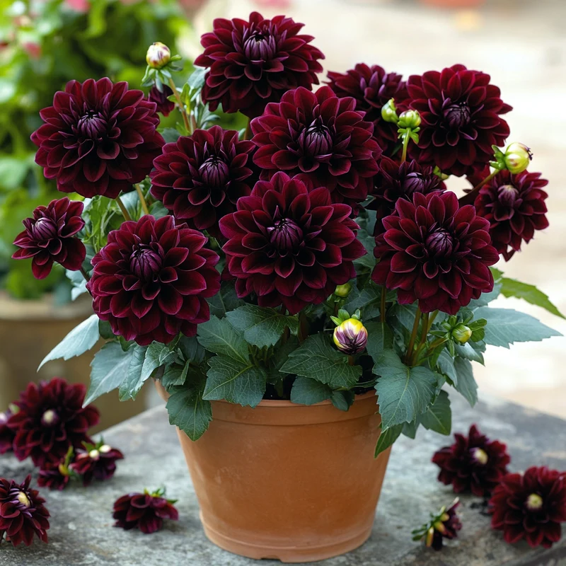 Mixed Burgundy and Black Dahlia Flower Seeds