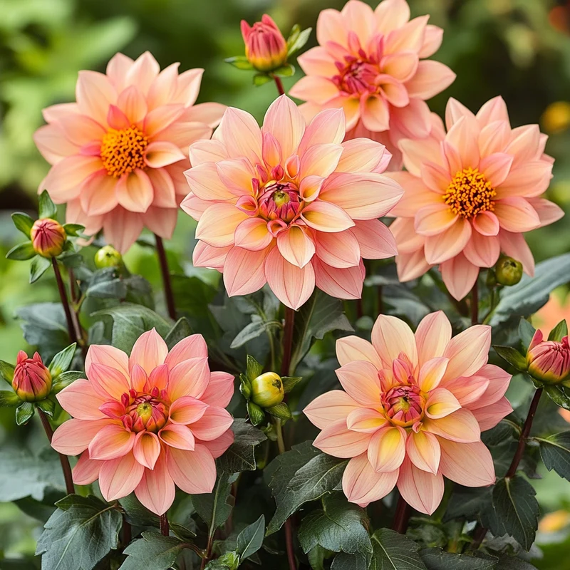 Mixed Coral and Gold Dahlia Seeds – Vibrant Blooming Garden Variety