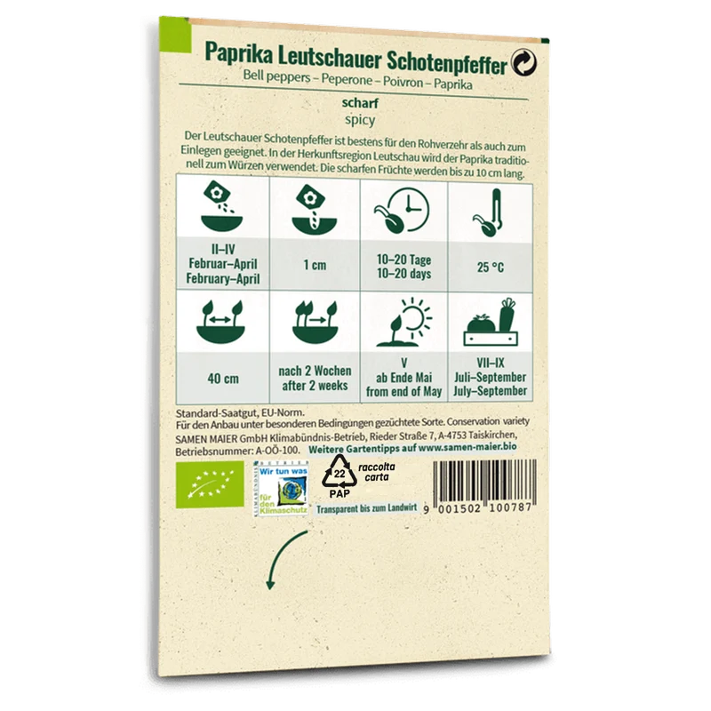 Bio-Scharfer Paprika 'Leutschauer Schotenpfeffer'