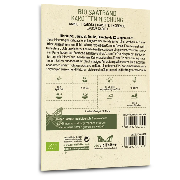 Saatband Bio-Karotten Mischung