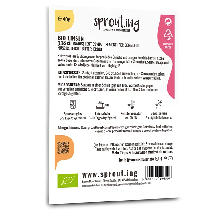 Bio-Linsen Sprossen