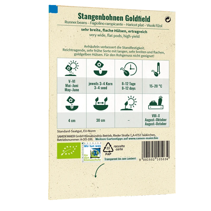 Bio-Stangenbohne 'Goldfield' Gelb