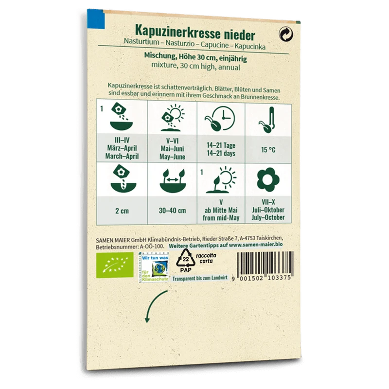 Bio-Kapuzinerkresse Niedrige Mischung