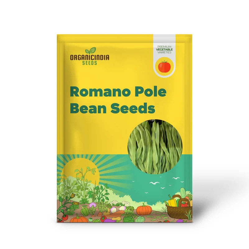 Romano Pole Bean Seeds, Italian Pole Bean with Tender Texture And Rich Flavor, Eaten Fresh or Cooked, Perfect for Trellises And Outdoor Growing, Vegetable Seeds