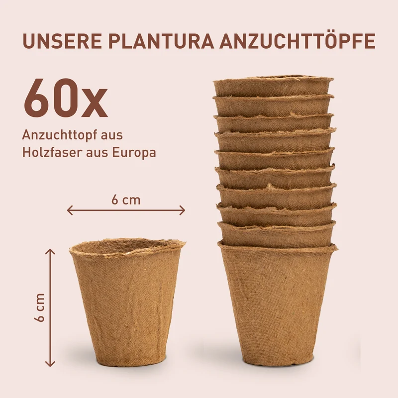 Anzuchttöpfe aus Holzfaser 60 Stück