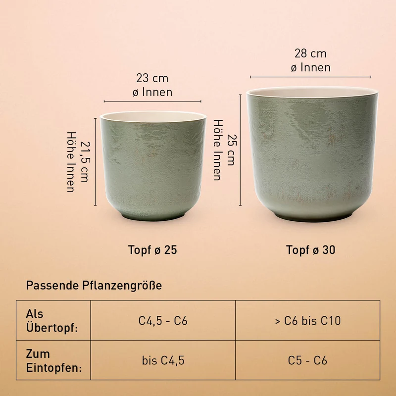 Keramik Übertopf Olive für draußen