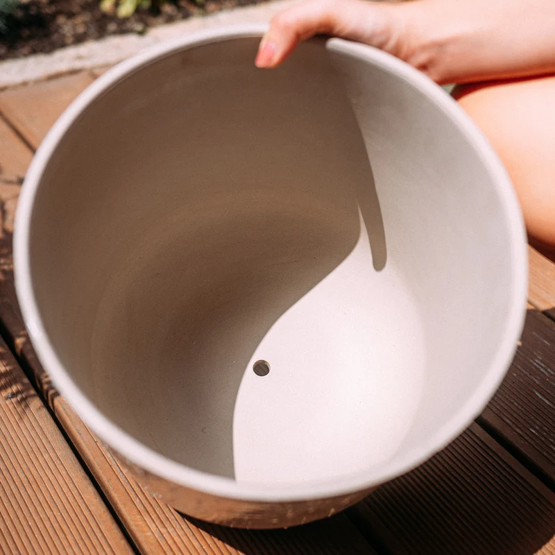 Keramik Übertopf Sand für draußen