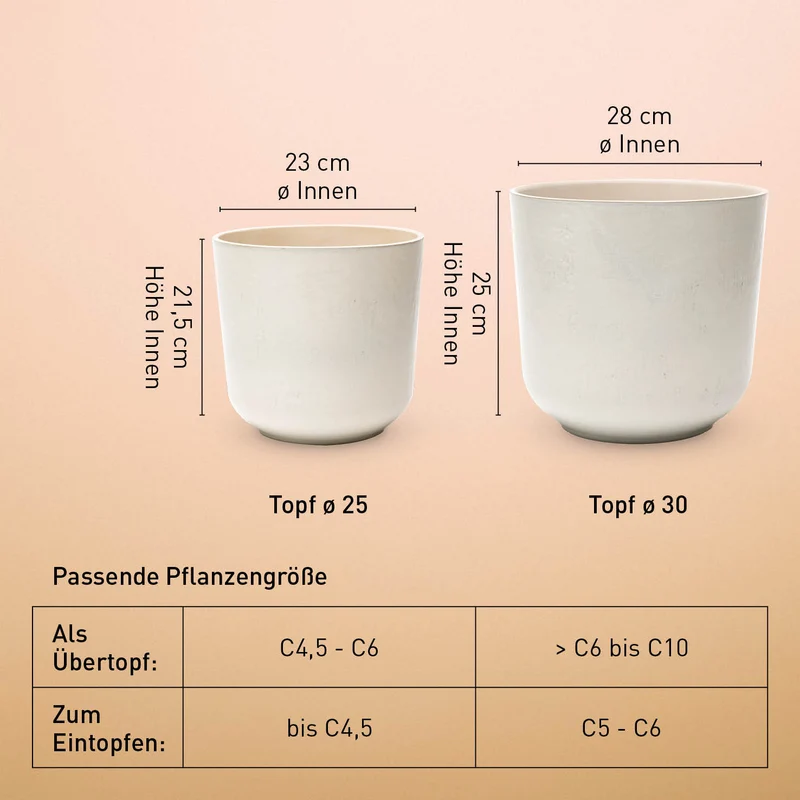 Keramik Übertopf Sand für draußen