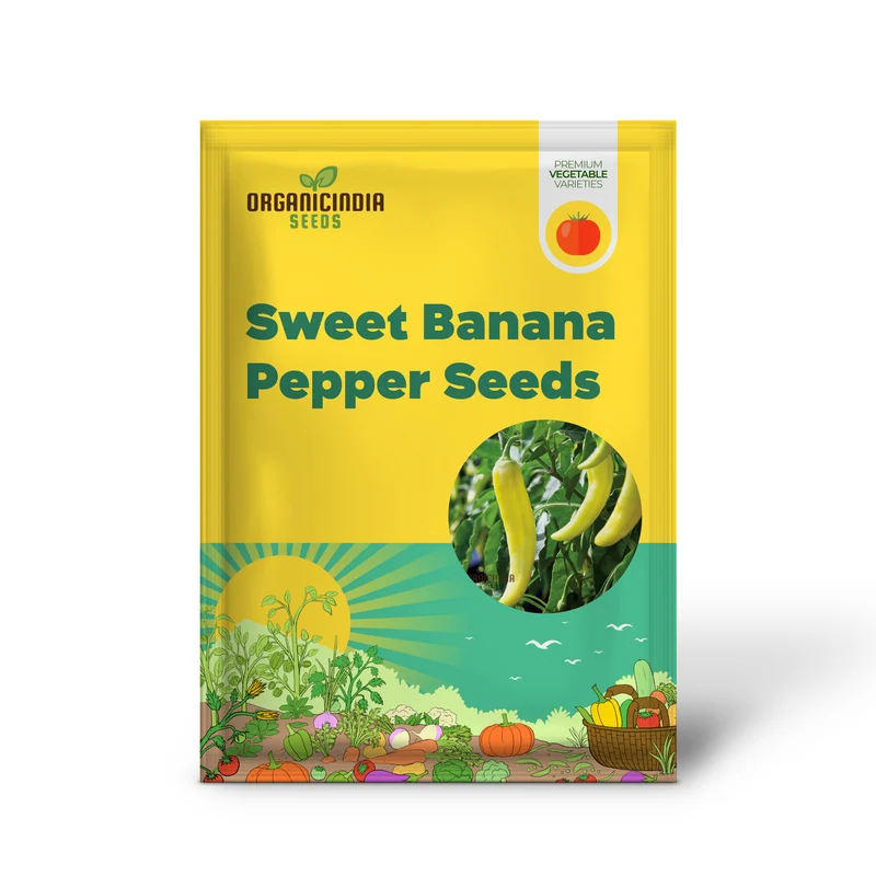 All Season Hybrid Sweet Banana Pepper Seeds Pack - 50 Organic Seeds for Pest Resistant Gardening - High Yield All-Season Planting