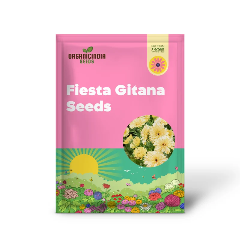 NM-Calendula officinalis Fiesta Gitana Creamy White Seeds for Gardening | Organic Flower Seeds
