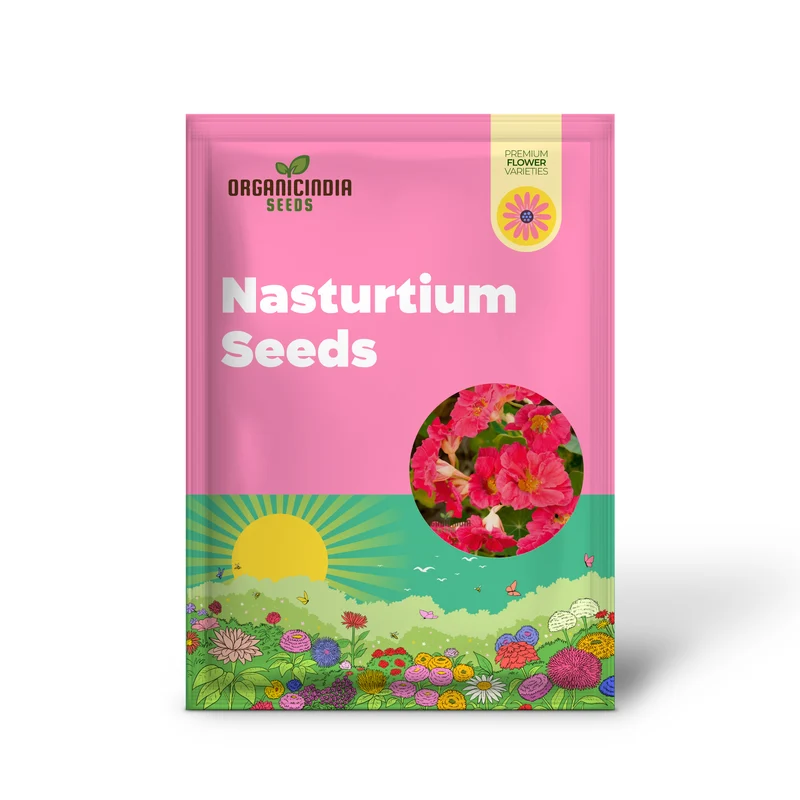 Nasturtium Cherry Rose Jewel Seeds â€“ Embark on a Colorful Gardening Journey with Exquisite Blossoms Straight from Seed to Bloom!