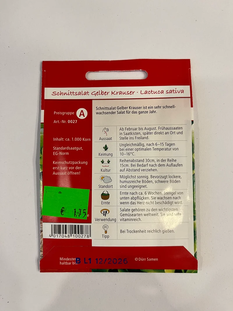 Schnittsalat Gelber krauser