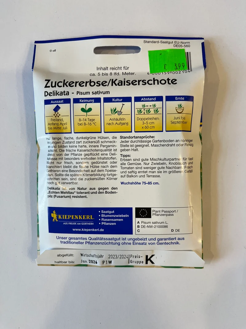 Erbsen, Zuckererbsen Delikata