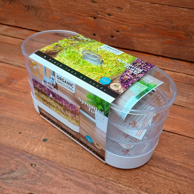 3 Layer Sprouting Tower + 3 Packs Of Organic Sprouting Seeds