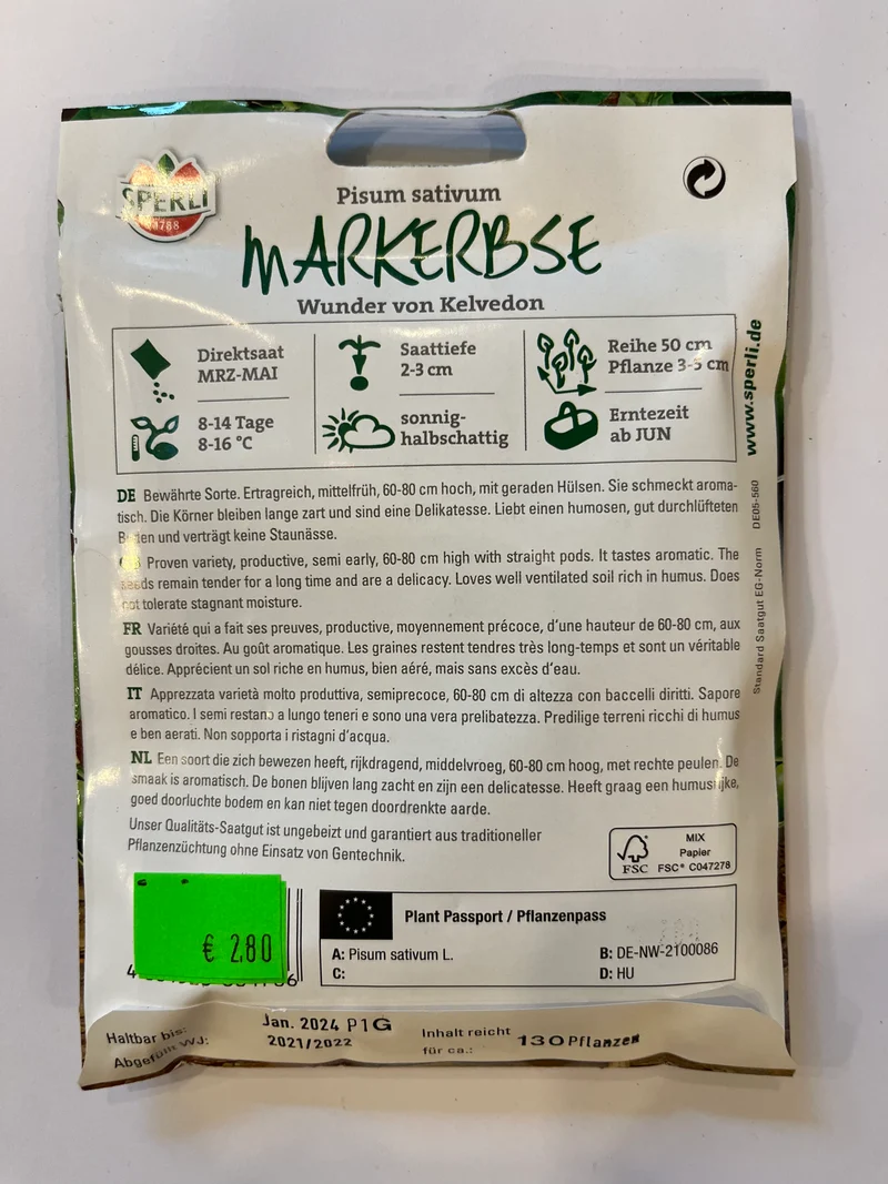 Erbse Markerbse Wunder von Kelvedon