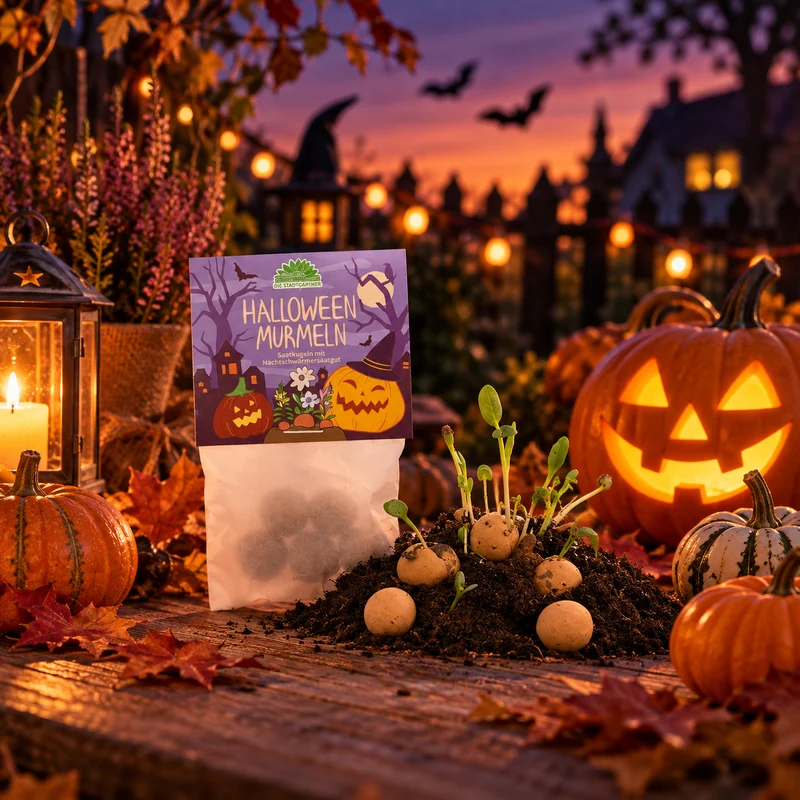 5 Blumenmurmeln im Tütchen "HalloweenMurmeln"