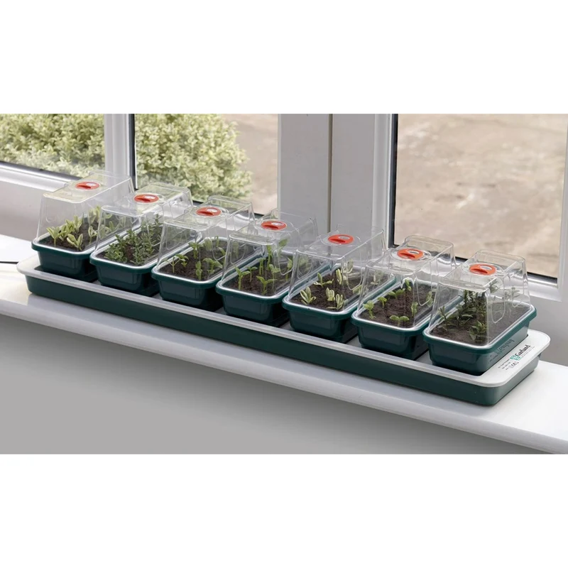 Elektrisches Zimmergewächshaus „Super 7“ – 7 Mini-Gewächshäuser, 13-Watt-Heizsockel